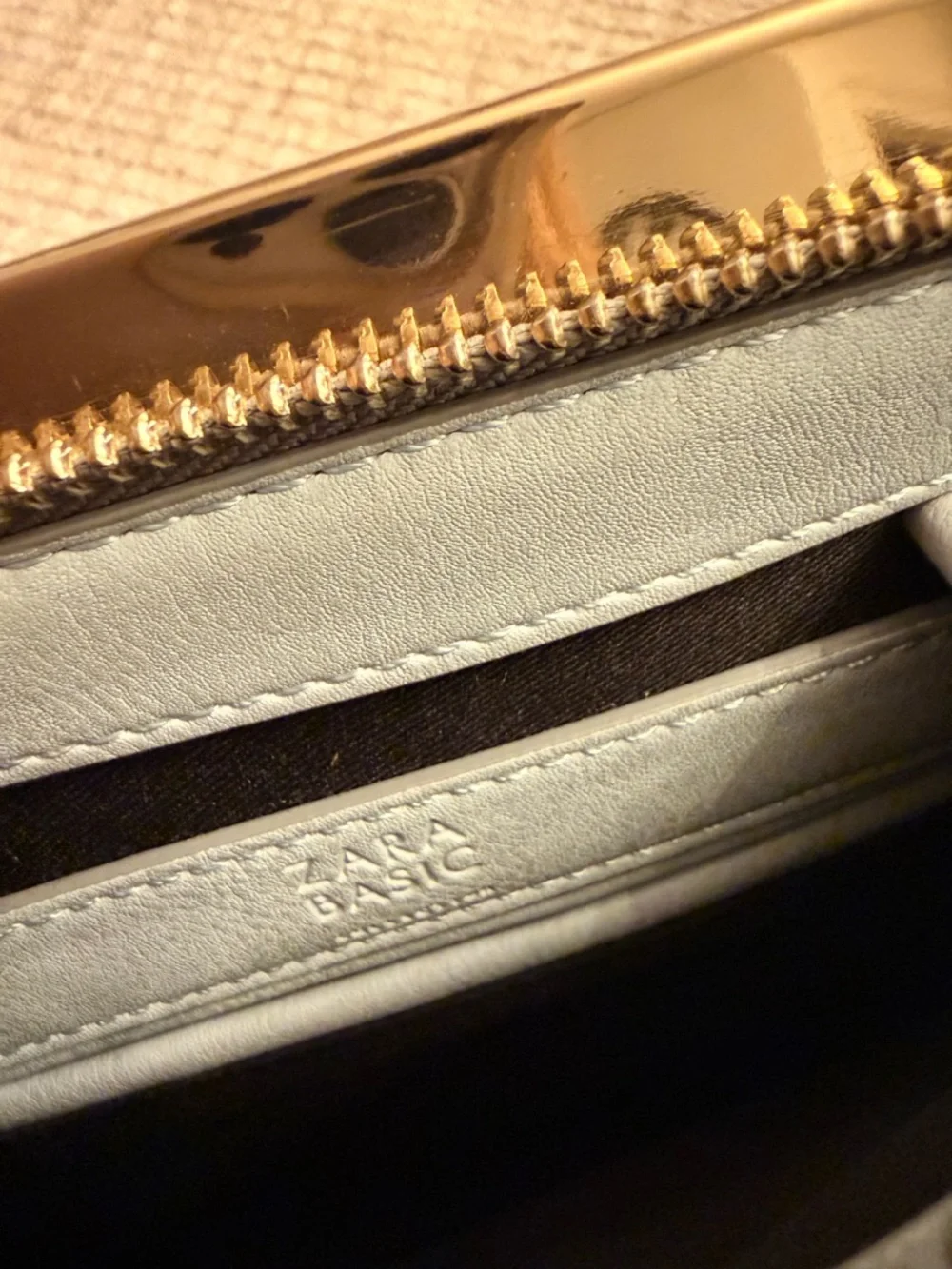 Zara Light Gray Crossbody Bag with Gold Hardware